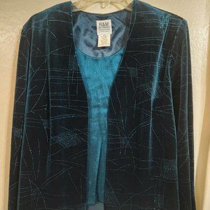 R&M Richards jacket & Pant Set - Size 14 - Green/Blue